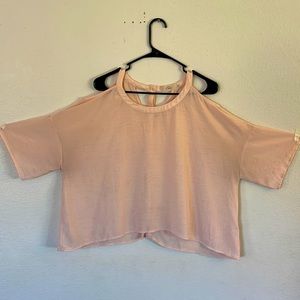 Blush top with cut out shoulders